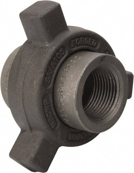Made in USA - Size 1", Class 3,000, Forged Carbon Steel Black Pipe Lug Union - 3,000 psi, Threaded End Connection - Exact Tool & Supply