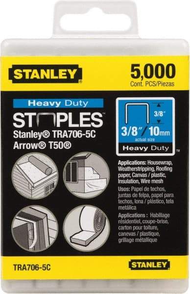 Stanley - 27/64" Wide Galvanized Steel Heavy Duty Power Crown Staples - 3/8" Leg Length - Exact Tool & Supply