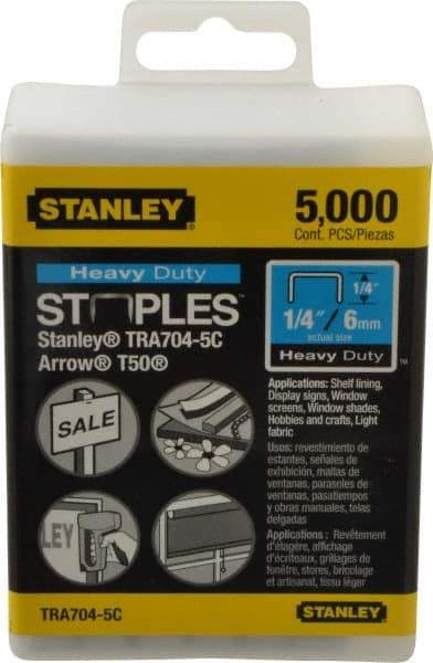 Stanley - 27/64" Wide Galvanized Steel Heavy Duty Power Crown Staples - 1/4" Leg Length - Exact Tool & Supply