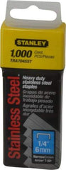Stanley - 27/64" Wide Stainless Steel Narrow Crown Staples - 1/4" Leg Length - Exact Tool & Supply