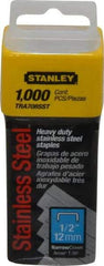 Stanley - 27/64" Wide Stainless Steel Narrow Crown Staples - 1/2" Leg Length - Exact Tool & Supply