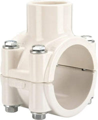 Value Collection - 2 x 1" PVC Plastic Pipe Clamp On Saddle with EPDM O-Ring - Schedule 40, Pipe O.D. x Soc End Connections - Exact Tool & Supply
