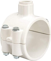 Value Collection - 3 x 1/2" PVC Plastic Pipe Clamp On Saddle with EPDM O-Ring - Schedule 40, Pipe O.D. x Soc End Connections - Exact Tool & Supply