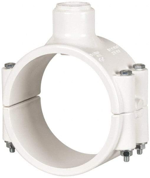 Value Collection - 4 x 3/4" PVC Plastic Pipe Clamp On Saddle with EPDM O-Ring - Schedule 40, Pipe O.D. x Soc End Connections - Exact Tool & Supply