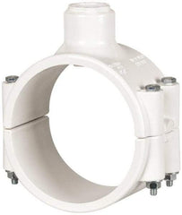 Value Collection - 4 x 3/4" PVC Plastic Pipe Clamp On Saddle with EPDM O-Ring - Schedule 40, Pipe O.D. x Soc End Connections - Exact Tool & Supply