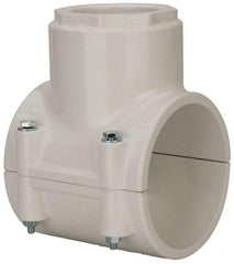 Value Collection - 4 x 2-1/2" PVC Plastic Pipe Clamp On Saddle with EPDM O-Ring - Schedule 40, Pipe O.D. x Soc End Connections - Exact Tool & Supply