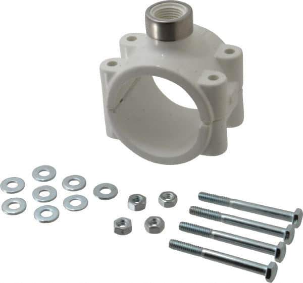 Value Collection - 2 x 1/2" PVC Plastic Pipe Clamp On Saddle with EPDM O-Ring - Schedule 40, Pipe O.D. x SR Fipt End Connections - Exact Tool & Supply