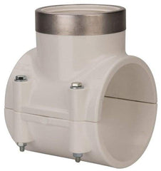 Value Collection - 4 x 3" PVC Plastic Pipe Clamp On Saddle with EPDM O-Ring - Schedule 40, Pipe O.D. x SR Fipt End Connections - Exact Tool & Supply