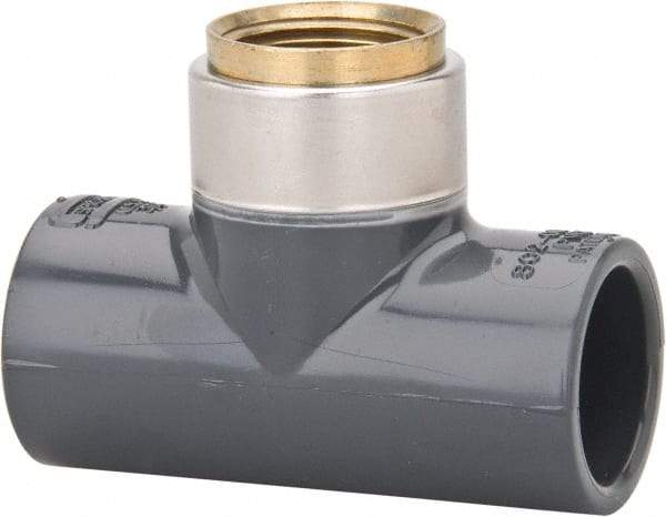 Value Collection - 3/4" PVC Plastic Pipe Tee - Schedule 80, PVC Slip x Brass Fipt End Connections - Exact Tool & Supply