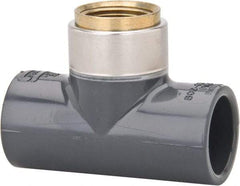 Value Collection - 3/4" PVC Plastic Pipe Tee - Schedule 80, PVC Slip x Brass Fipt End Connections - Exact Tool & Supply