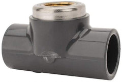Value Collection - 3/4 x 3/4 x 1/2" PVC Plastic Pipe Tee - Schedule 80, PVC Slip x Brass Fipt End Connections - Exact Tool & Supply