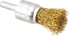 Value Collection - 3/4" Brush Diam, End Brush - Medium Grade, 1/4" Diam Shank, 20,000 Max RPM - Exact Tool & Supply