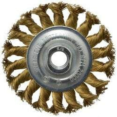 Value Collection - 4" OD, 5/8-11 Arbor Hole, Knotted Brass Wheel Brush - 1/2" Face Width, 7/8" Trim Length, 0.02" Filament Diam, 20,000 RPM - Exact Tool & Supply