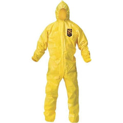 KleenGuard - Size XL Film Laminate Chemical Resistant Coveralls - Yellow, Zipper Closure, Elastic Cuffs, Elastic Ankles, Bound Seams - Exact Tool & Supply