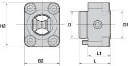 Kennametal - Neutral Cut, KM25 Modular Connection, Adapter/Mount Lathe Modular Clamping Unit - 24mm Square Shank Diam, 1.102" OAL, Series NCM-SF Flange Mount - Exact Tool & Supply