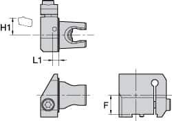 Kennametal - System Size KM25, Right Hand Cut, Modular Cutoff Cutting Unit Head - A2 BHSN19X... Insert Style, 0.189" Head Length, 0.4921" Center to Cutting Edge, Series A2 - Exact Tool & Supply
