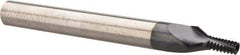 Carmex - #10-32, #12-32, #8-32 UNC, UNEF, UNF, 0.126" Cutting Diam, 3 Flute, Solid Carbide Helical Flute Thread Mill - Internal Thread, 0.27" LOC, 2-1/2" OAL, 1/4" Shank Diam - Exact Tool & Supply