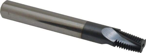 Carmex - 1/8-27 NPTF, 0.299" Cutting Diam, 3 Flute, Solid Carbide Helical Flute Thread Mill - Internal/External Thread, 0.43" LOC, 2-1/2" OAL, 5/16" Shank Diam - Exact Tool & Supply