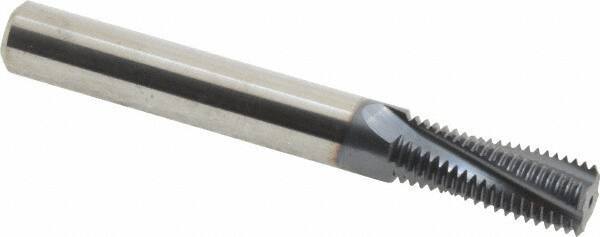 Carmex - 3/8-24, 9/16-24 to 5/8-24 UNEF, UNF, 0.312" Cutting Diam, 4 Flute, Solid Carbide Helical Flute Thread Mill - Internal Thread, 0.81" LOC, 2-1/2" OAL, 5/16" Shank Diam - Exact Tool & Supply