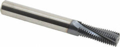 Carmex - 3/8-24, 9/16-24 to 5/8-24 UNEF, UNF, 0.312" Cutting Diam, 4 Flute, Solid Carbide Helical Flute Thread Mill - Internal Thread, 0.81" LOC, 2-1/2" OAL, 5/16" Shank Diam - Exact Tool & Supply