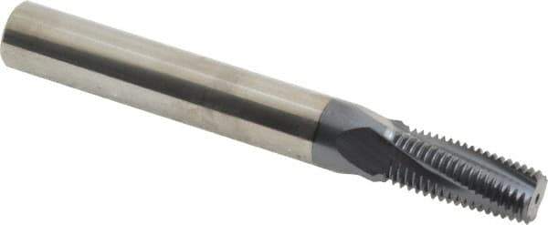 Carmex - 1-1/8 - 18 to 1-5/8 - 18 UNEF, UNF, 0.445" Cutting Diam, 4 Flute, Solid Carbide Helical Flute Thread Mill - Internal Thread, 1.03" LOC, 4" OAL, 1/2" Shank Diam - Exact Tool & Supply