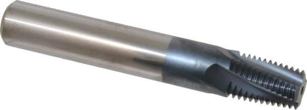 Carmex - 1/2-14 to 3/4-14 NPT, 0.61" Cutting Diam, 4 Flute, Solid Carbide Helical Flute Thread Mill - Internal/External Thread, 0.89" LOC, 4" OAL, 5/8" Shank Diam - Exact Tool & Supply