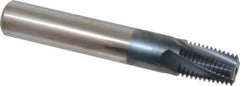 Carmex - 1/2-14 to 3/4-14 NPT, 0.61" Cutting Diam, 4 Flute, Solid Carbide Helical Flute Thread Mill - Internal/External Thread, 0.89" LOC, 4" OAL, 5/8" Shank Diam - Exact Tool & Supply