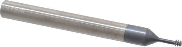 Carmex - #6-32 UNC, 0.1" Cutting Diam, 3 Flute, Solid Carbide Helical Flute Thread Mill - Internal Thread, 0.28" LOC, 2-1/2" OAL, 1/4" Shank Diam - Exact Tool & Supply