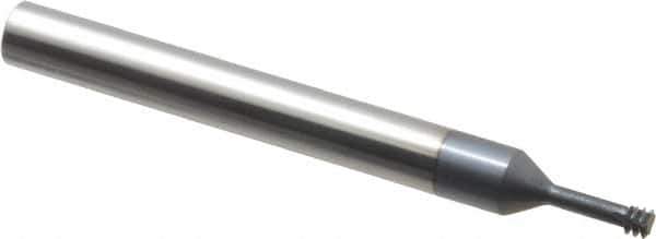 Carmex - #8-32 UNC, 0.126" Cutting Diam, 3 Flute, Solid Carbide Helical Flute Thread Mill - Internal Thread, 0.37" LOC, 2-1/2" OAL, 1/4" Shank Diam - Exact Tool & Supply