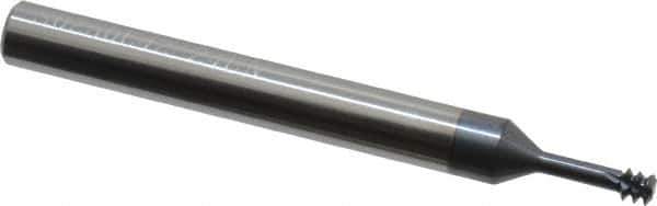 Carmex - #10-24, #12-24 UNC, 0.138" Cutting Diam, 3 Flute, Solid Carbide Helical Flute Thread Mill - Internal Thread, 0.42" LOC, 2-1/2" OAL, 1/4" Shank Diam - Exact Tool & Supply