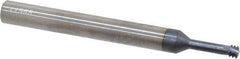 Carmex - M5x0.80 Metric Coarse, 0.15" Cutting Diam, 3 Flute, Solid Carbide Helical Flute Thread Mill - Internal Thread, 0.49" LOC, 2-1/2" OAL, 1/4" Shank Diam - Exact Tool & Supply