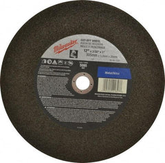 Milwaukee Tool - 12" 36 Grit Aluminum Oxide Cutoff Wheel - 3/32" Thick, 1" Arbor, 5,095 Max RPM, Use with Angle Grinders - Exact Tool & Supply
