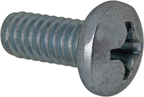 Value Collection - #12-24 UNC, 1/2" Length Under Head Phillips Drive Machine Screw - Pan Head, Grade 2 Steel, Zinc-Plated Finish, Without Washer - Exact Tool & Supply