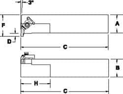 Tool-Flo - External Thread, Right Hand Cut, 3/4" Shank Width x 3/4" Shank Height Indexable Threading Toolholder - 4-1/2" OAL, FL 2L Insert Compatibility, FLE Toolholder, Series FLER - Exact Tool & Supply