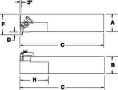 Tool-Flo - External Thread, Right Hand Cut, 1-1/4" Shank Width x 1-1/4" Shank Height Indexable Threading Toolholder - 6" OAL, FL 4L Insert Compatibility, FLE Toolholder, Series FLER - Exact Tool & Supply
