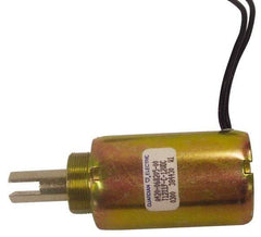 Guardian Electric - 1.29 Amp, 0.05 to 1 Inch Stroke, Push Force, Tubular Electrical Solenoid - 12 VDC Volt, Leads, 2.04 Inch Long, 1.63 Inch Extended Length - Exact Tool & Supply