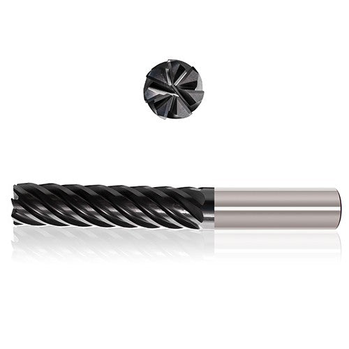 1/2″ Dia. × 1/2″ Shank × 2″ DOC × 4″ OAL, Sistral, 7 Flute, Variable Helix, Straight, External, Bullnose, Solid End Mill - Exact Tool & Supply
