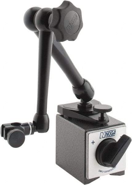 Noga - 60mm Long x 50mm Wide x 55mm High Magnetic Indicator Base with On/Off Switch - 65 Lb Magnetic Pull, Articulated Arm - Exact Tool & Supply