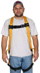 Miller - 400 Lb Capacity, Size Universal, Full Body Construction Safety Harness - Polyester, Mating Leg Strap, Mating Chest Strap, Yellow/Black - Exact Tool & Supply
