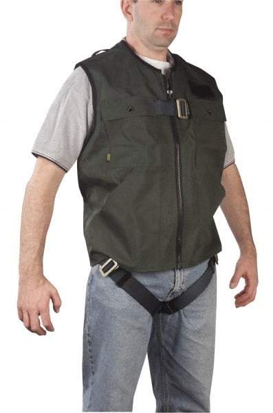Gemtor - 350 Lb Capacity, Size S, Full Body Vest Safety Harness - Polyester, Quick Connect Leg Strap, Quick Connect Chest Strap, Green - Exact Tool & Supply