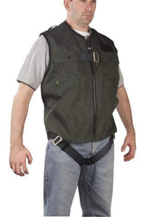 Gemtor - 350 Lb Capacity, Size XXL, Full Body Vest Safety Harness - Polyester, Quick Connect Leg Strap, Quick Connect Chest Strap, Green - Exact Tool & Supply
