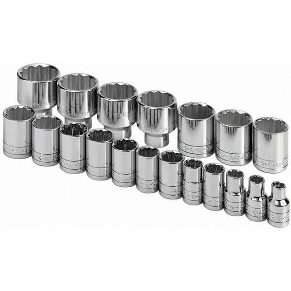 SK - 1/2" Drive Standard Socket Set - 3/8 to 1-1/2", Inch Measurement Standard - Exact Tool & Supply
