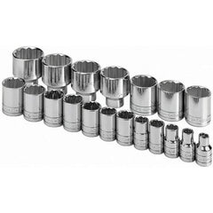 SK - 1/2" Drive Standard Socket Set - 3/8 to 1-1/2", Inch Measurement Standard - Exact Tool & Supply