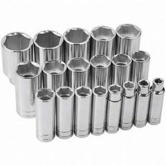 SK - 1/2" Drive Deep Socket Set - 3/8 to 1-1/2", Inch Measurement Standard - Exact Tool & Supply
