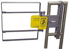 FabEnCo - Galvanized Carbon Steel Self Closing Rail Safety Gate - Fits 22 to 24-1/2" Clear Opening, 24-1/2" Wide x 22" Door Height, 42 Lb, Gray, Silver - Exact Tool & Supply