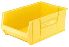 Akro-Mils - 200 Lb. Load Capacity, 20" Deep, Yellow Polymer Hopper Stacking Bin - 12" High x 12-3/8" Wide x 20" Long - Exact Tool & Supply