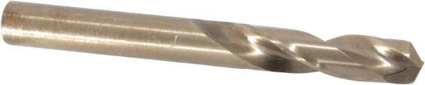 Hertel - 0.323" 135° Spiral Flute Cobalt Screw Machine Drill Bit - Bright Finish, Right Hand Cut, 1-11/16" Flute Length, 2-15/16" OAL, Split Point, Straight Shank - Exact Tool & Supply