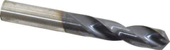 Hertel - 7/16" 135° Spiral Flute Cobalt Screw Machine Drill Bit - TiAlN Finish, Right Hand Cut, 2-1/16" Flute Length, 3-7/16" OAL, Split Point, Straight Shank - Exact Tool & Supply