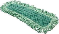 Rubbermaid - 20.7" Long x 5.7" Wide Microfiber Dust Mop Pad - Hook & Loop, Green, Fringed Head - Exact Tool & Supply