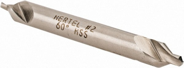 Hertel - #2 Plain Cut 60° Incl Angle High Speed Steel Combo Drill & Countersink - Exact Tool & Supply